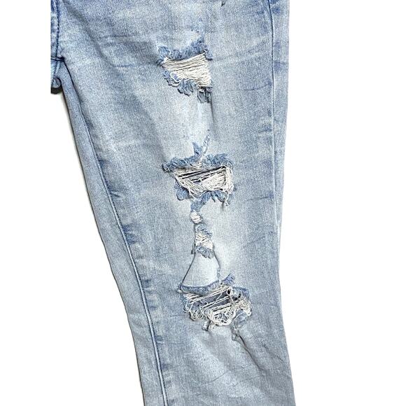 Pacsun Stacked Skinny Blue Jeans Mens 28x30 Distressed Ripped Grunge Skater Y2K - Picture 3 of 10